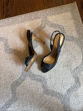 Fiona Black Slingback High Heel Sandals with cork Insole size 8 1/2